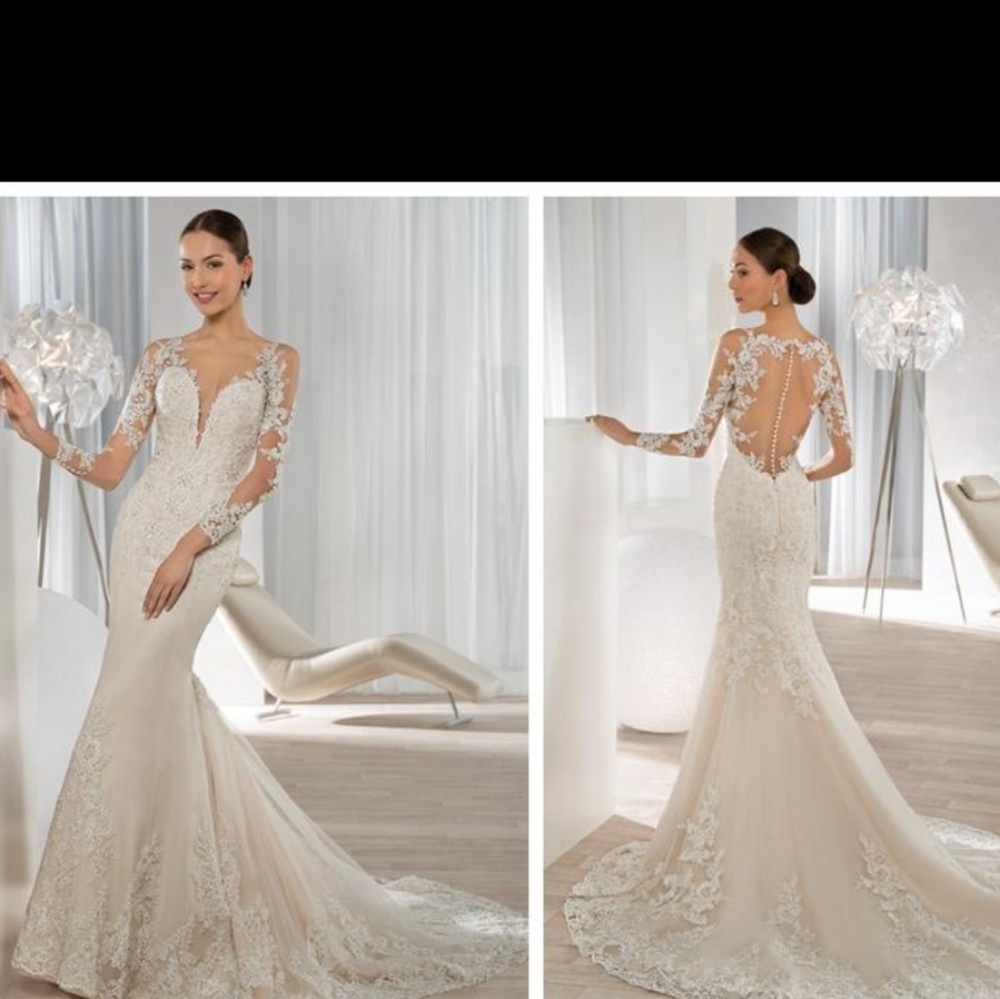 Wedding dress - beaded lace long sleeve ivory